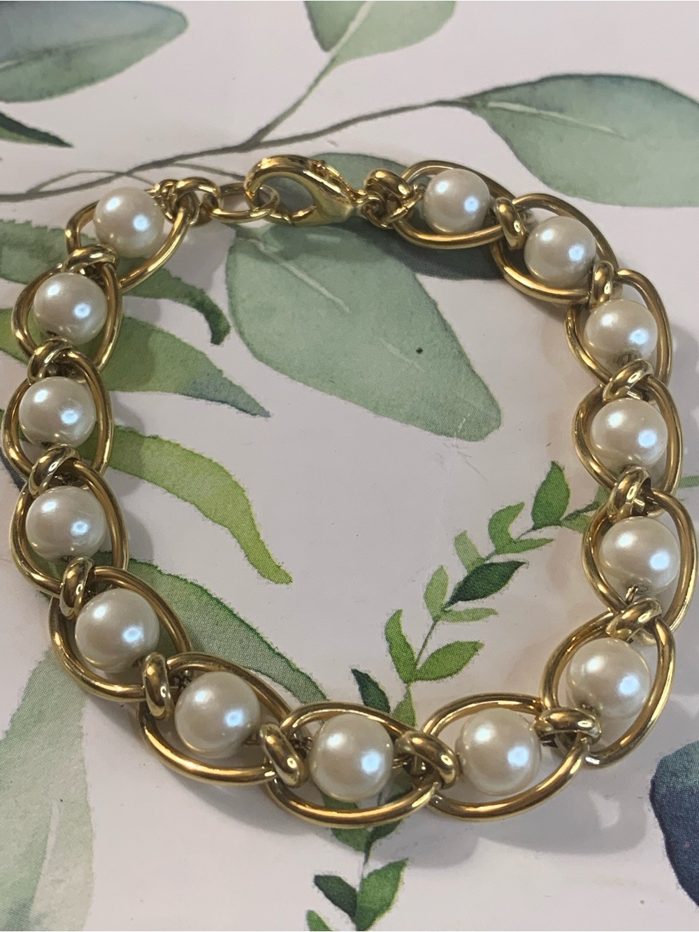 Faux Pearl Chain Link Bracelet